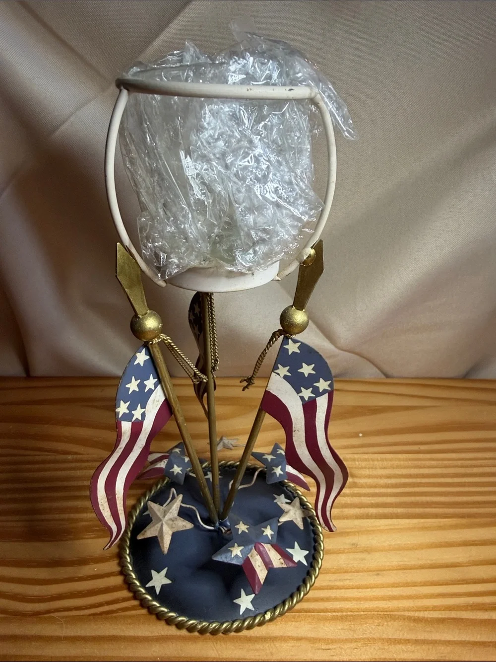 Vintage Home Interiors Americana Patriotic Candle Holder Lamp NIB New In Box